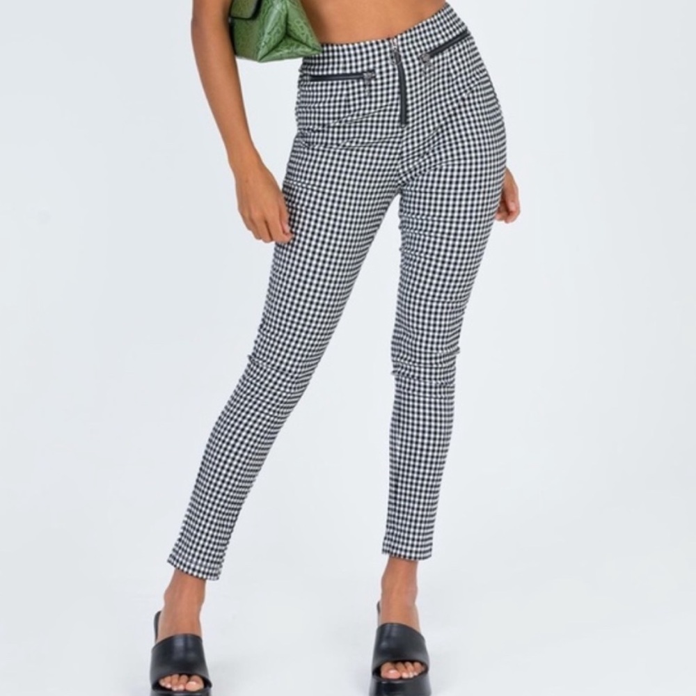Princess Polly black & white pants check tapered